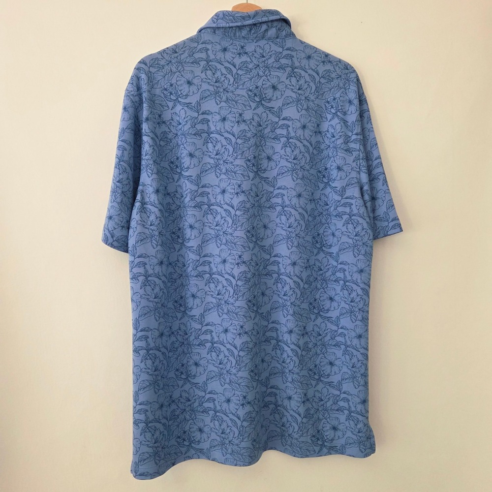 Tailorbyrd Polo Shirt Blue All Over Floral Hibiscus Print Mens XXL‎ - Picture 3 of 5